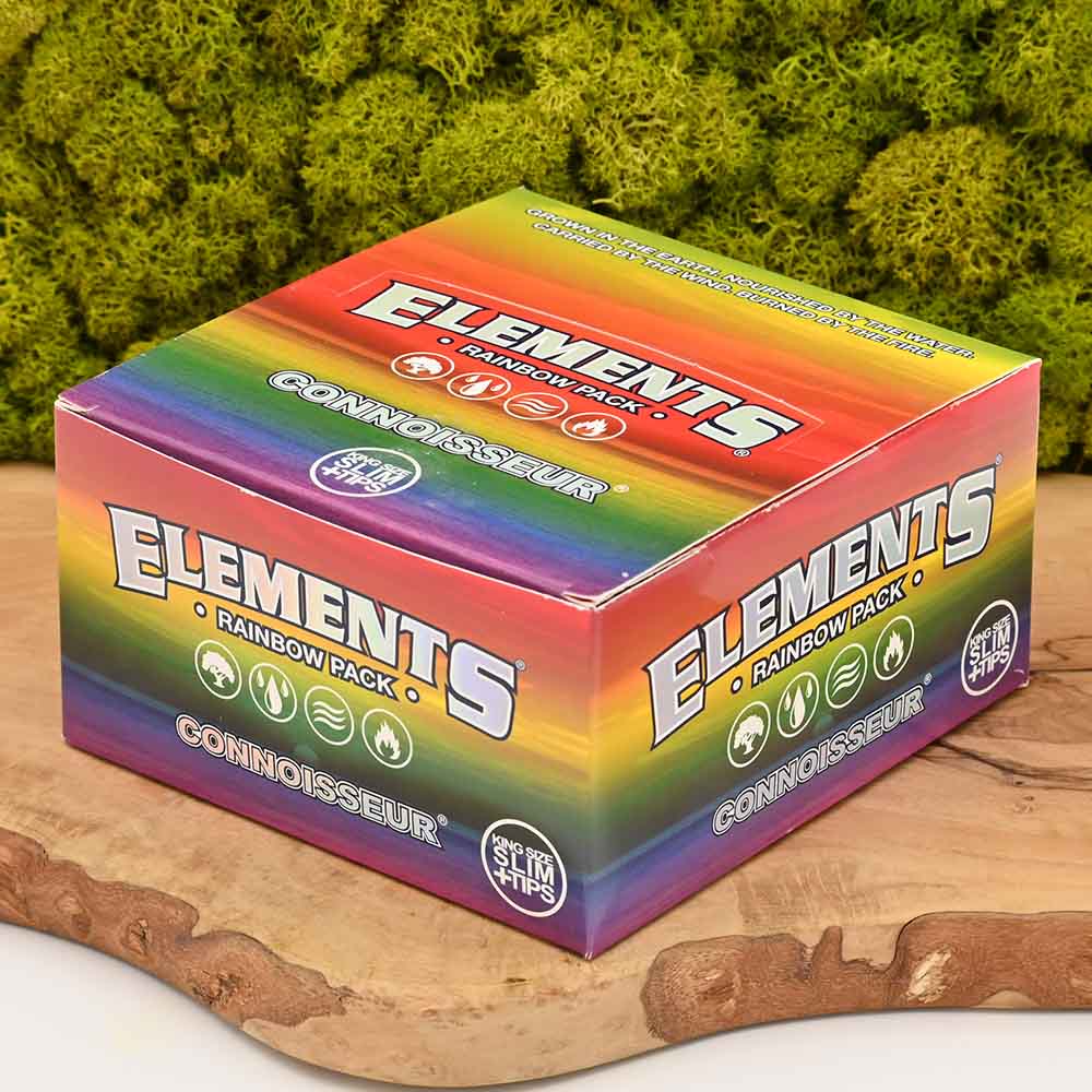 Elements Connoisseur King Size Slim Papers - Rainbow - Display Box (24 Stück)