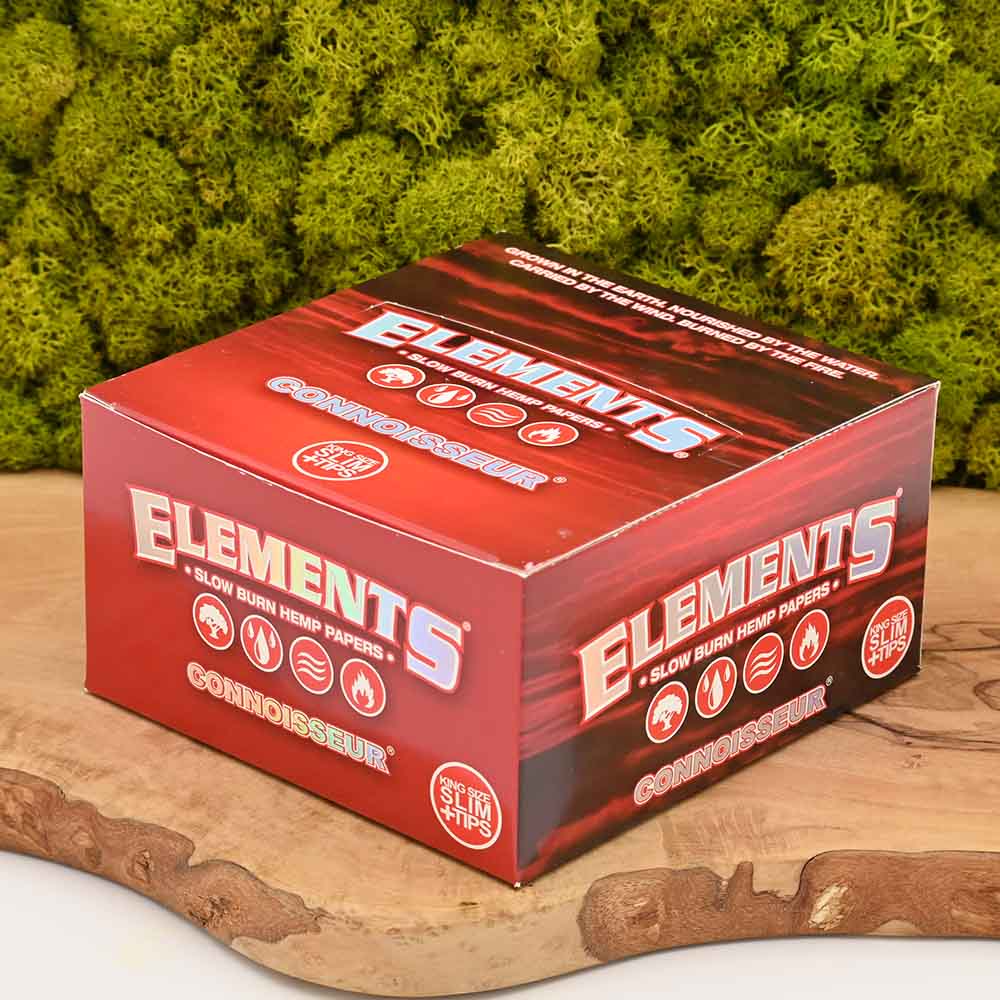 Elements Connoisseur King Size Slim Papers - Rot - Display Box (24 Stück)