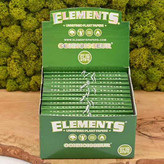 Elements Connoisseur King Size Slim Papers - Grün - Display Box (24 Stück)