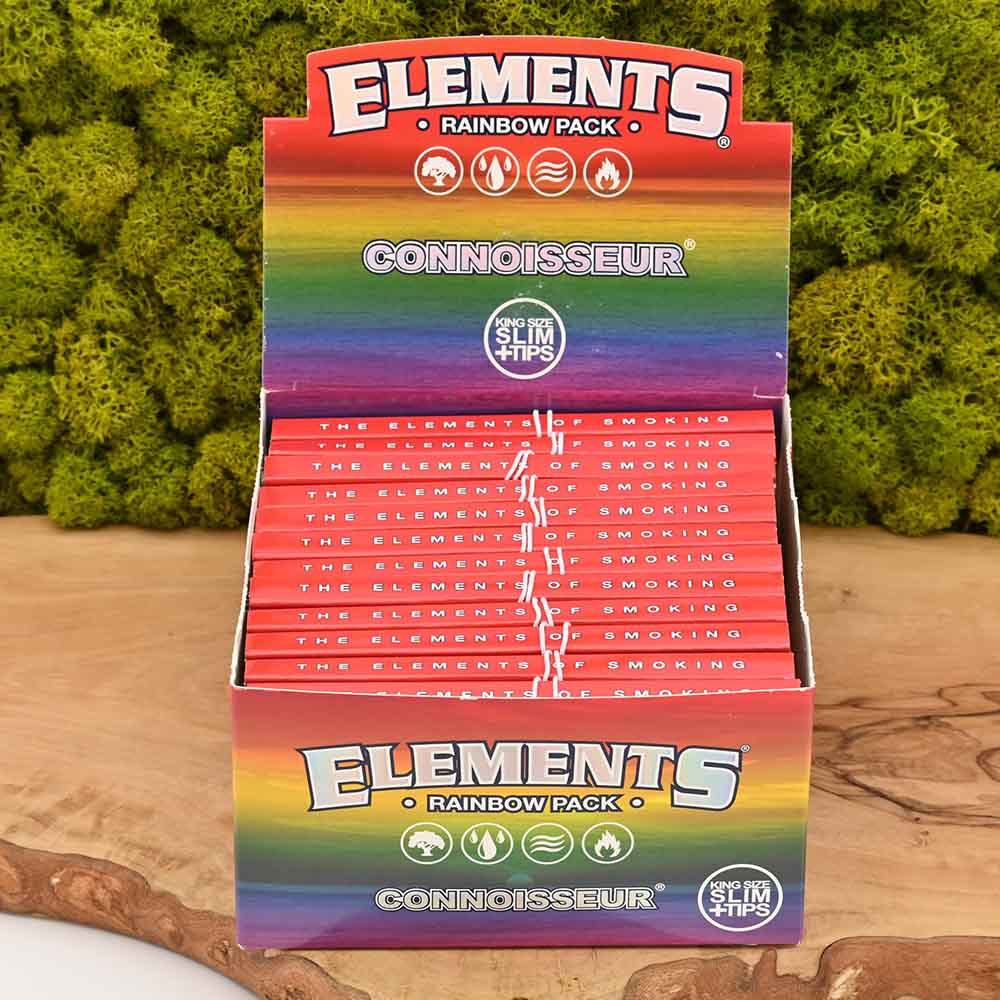 Elements Connoisseur King Size Slim Papers - Rainbow - Display Box (24 Stück)