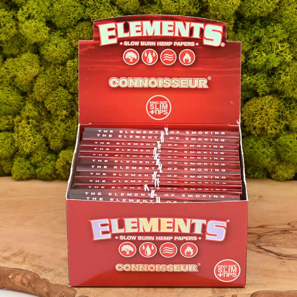 Elements Connoisseur King Size Slim Papers - Rot - Display Box (24 Stück)