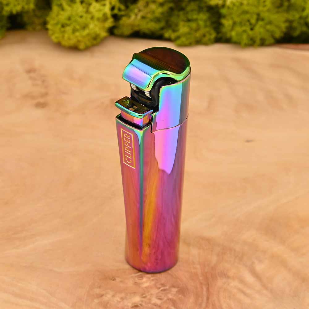 Jet Flame Metall Clipper Feuerzeug - ICY Colors (mit Reibrad)