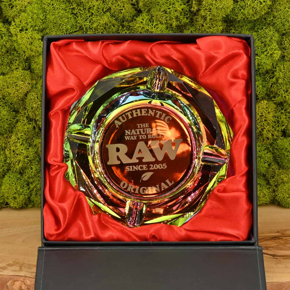 RAW Rainbow Glas Aschenbecher | inkl. Geschenkverpackung
