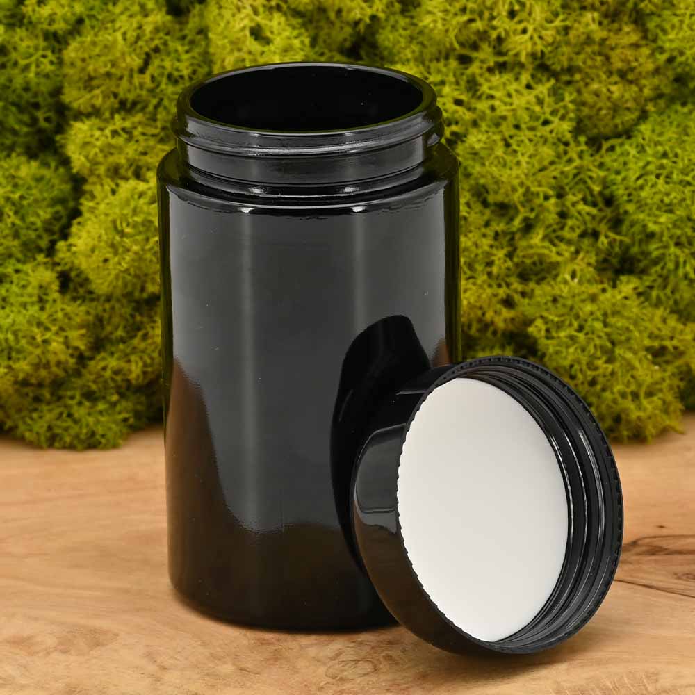 Weithalsdose aus Violettglas 150ml