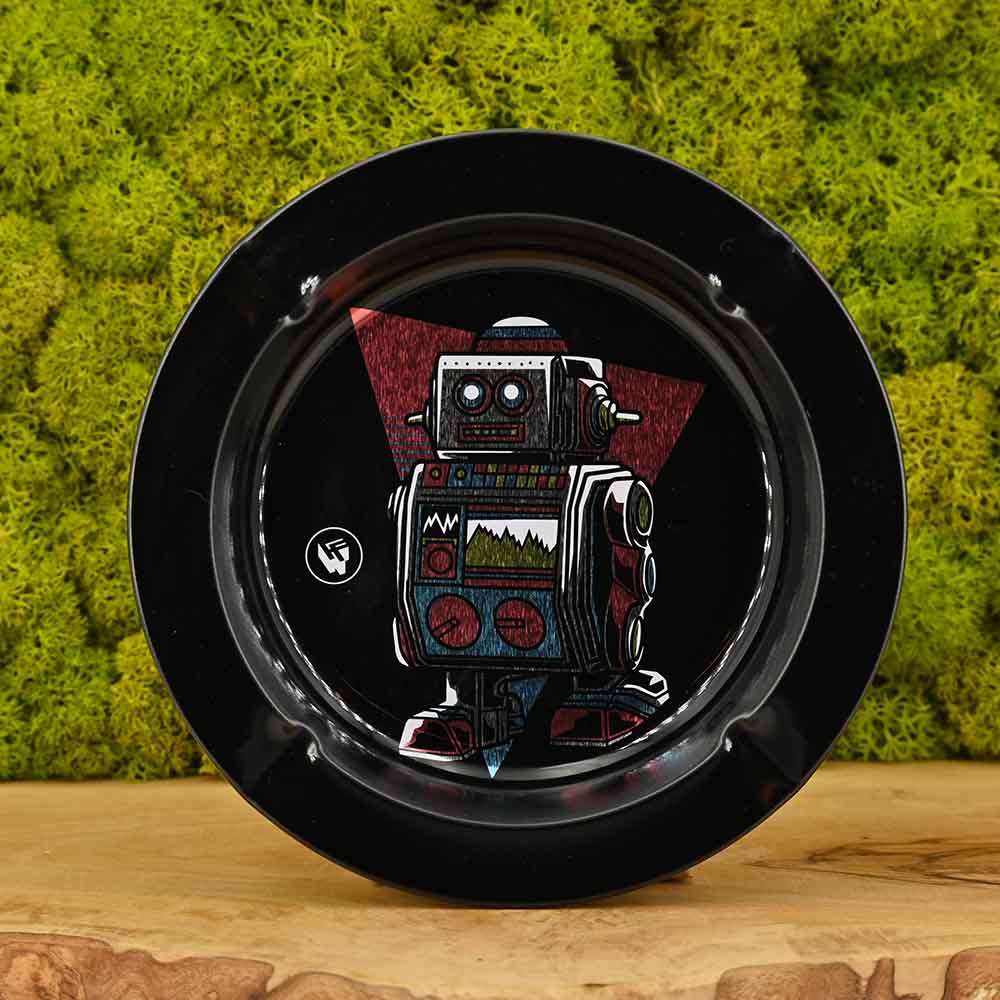 Retro Roboter Aschenbecher aus Metall