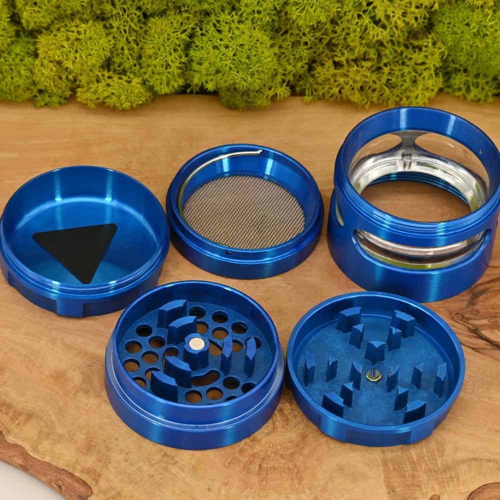Black Leaf Grinder mit Sichtfach blau - ⌀56mm