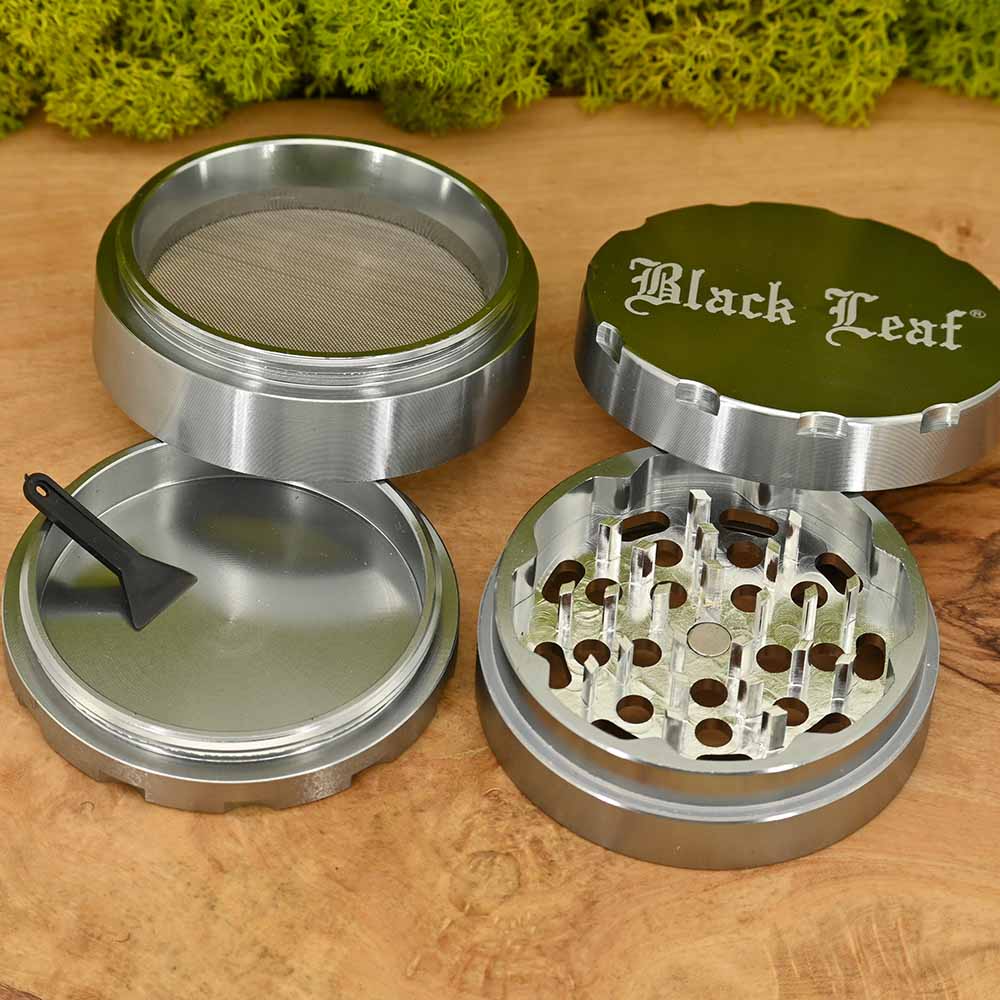 Black Leaf Aluminium Grinder mit Riffeln - ⌀62mm
