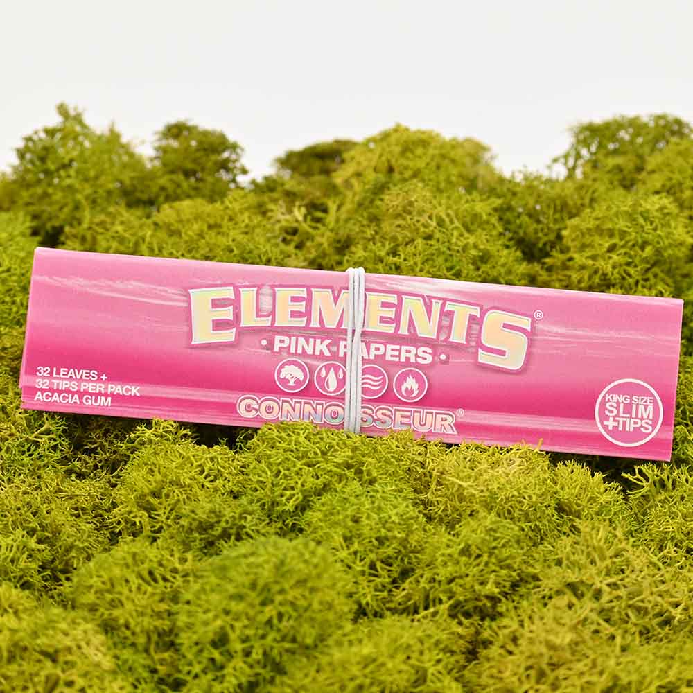 Elements Connoisseur King Size Slim Papers - Pink - Display Box (24 Stück)