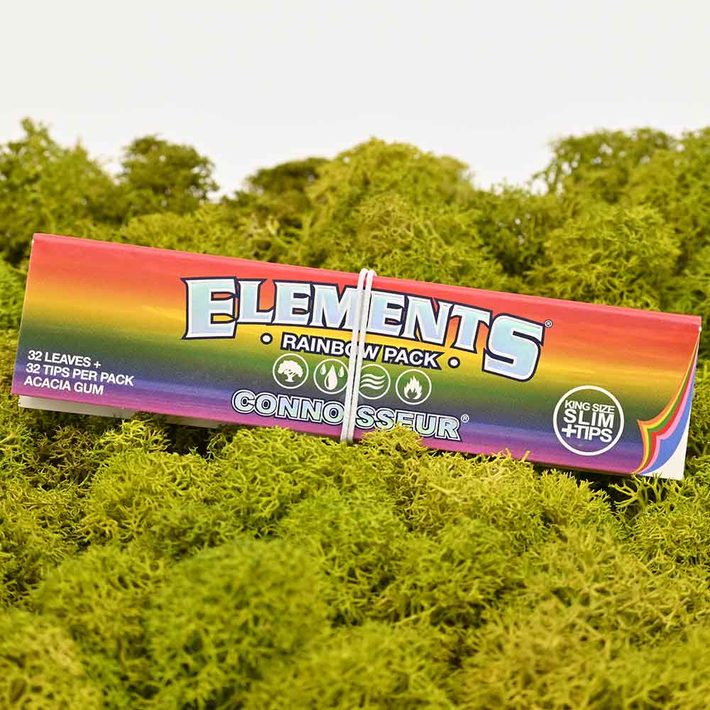 Elements Connoisseur King Size Slim Papers inkl. Tips - Rainbow