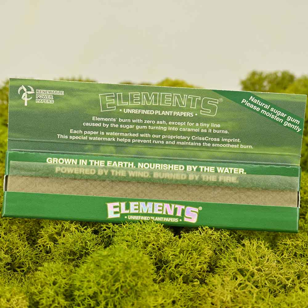 Elements King Size Slim Papers - Grün - Display Box (50 Stück)