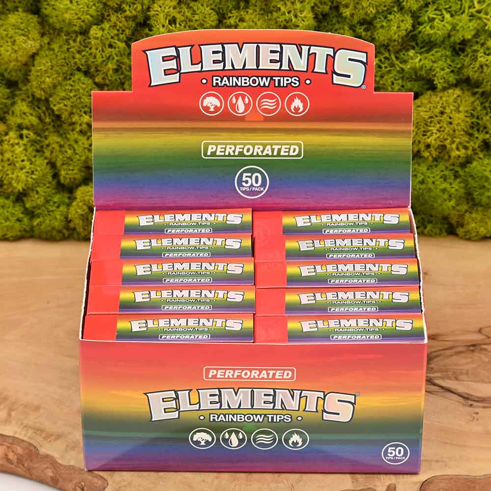 Elements Rainbow Filter Tips - Display Box (50 Stück)