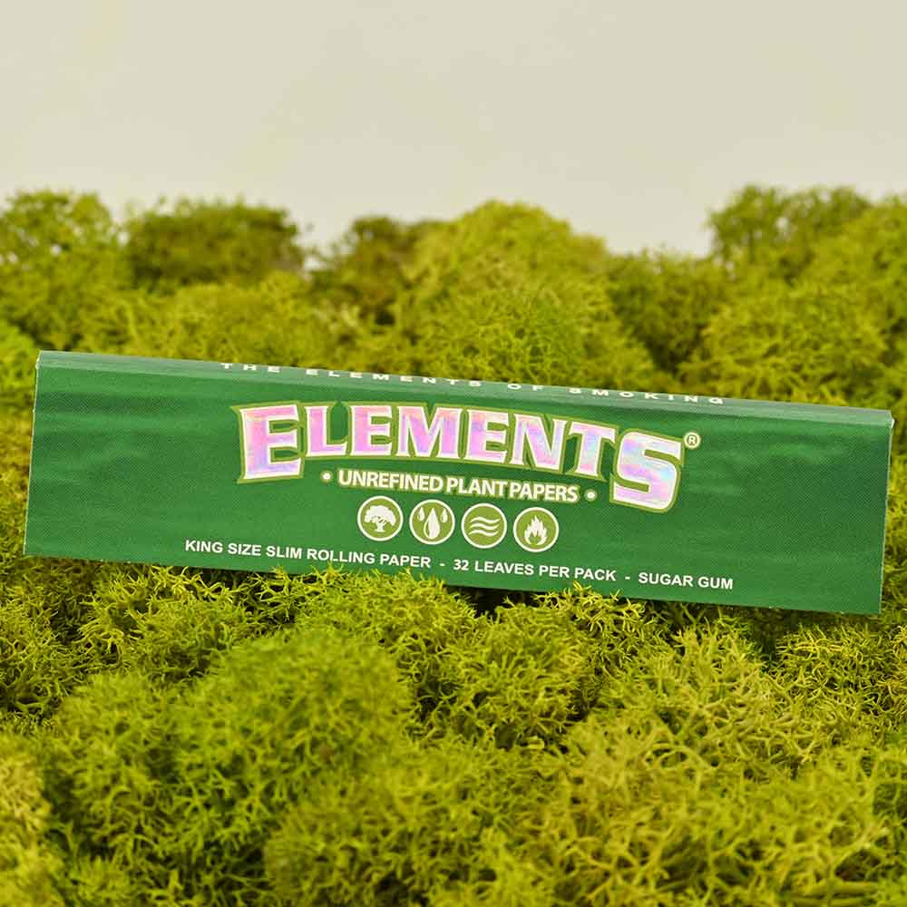 Elements King Size Slim Papers - Grün - Display Box (50 Stück)