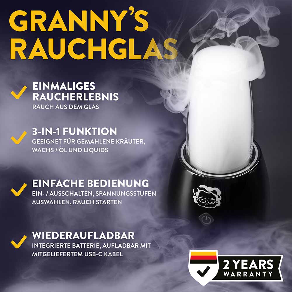 Granny's Rauchglas - für Kräuter, Wax & Liquid