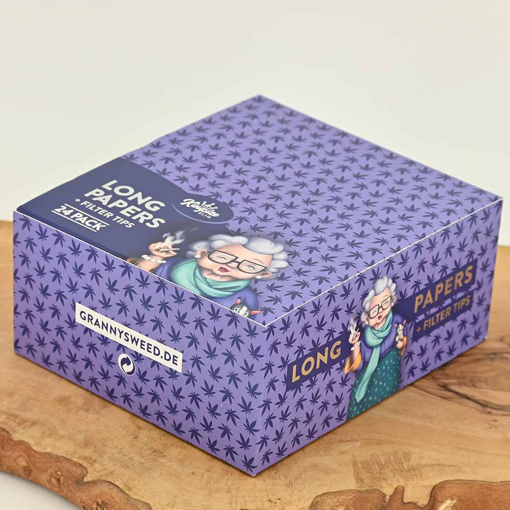 Granny's Virgin Kingsize Slim Papers + Tips Display Box (24 Stück)