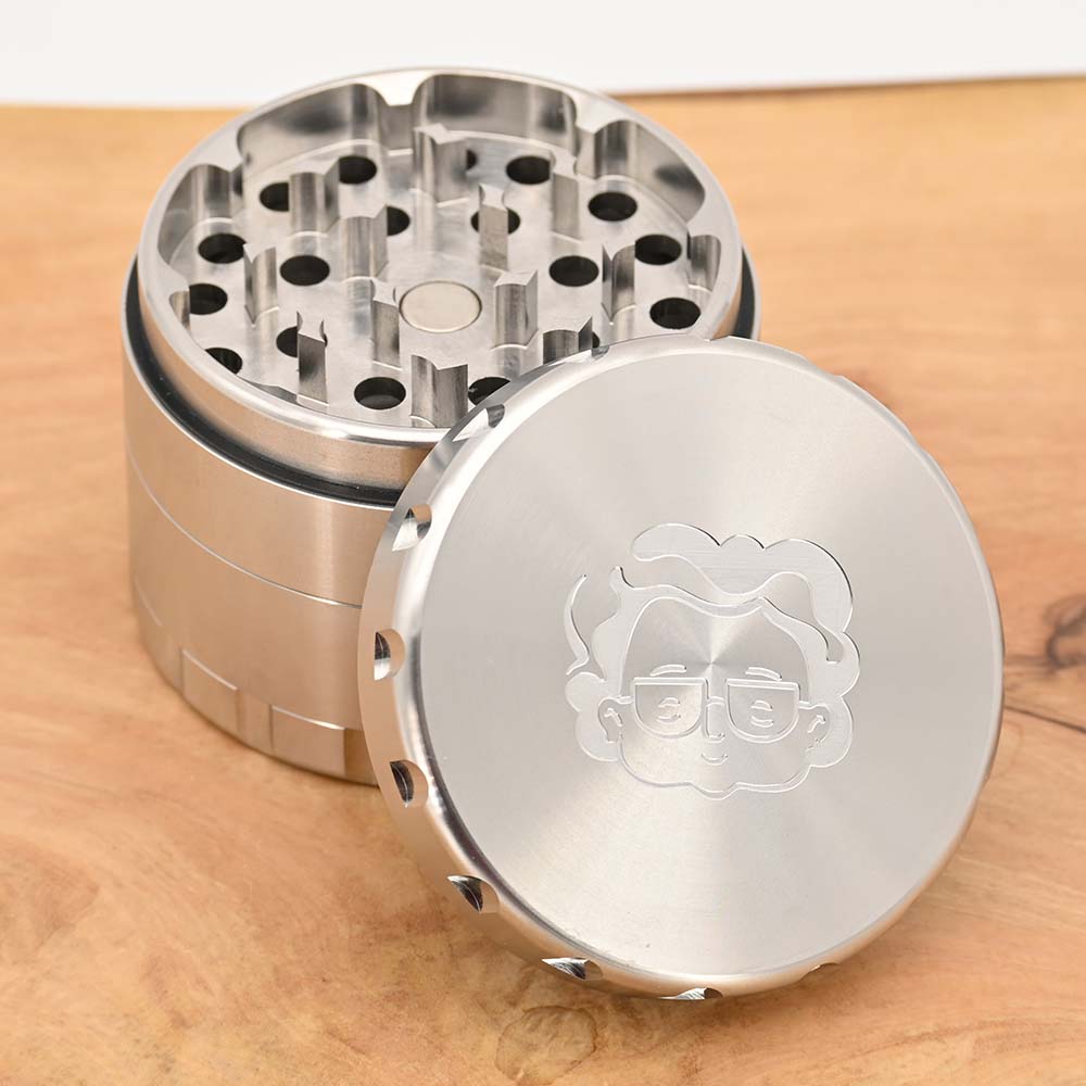 cannabis aufbewahrung edelstahl Granny's Weed Edelstahl Grinder 4-teilig – 63 mm – Johnnys Headshop