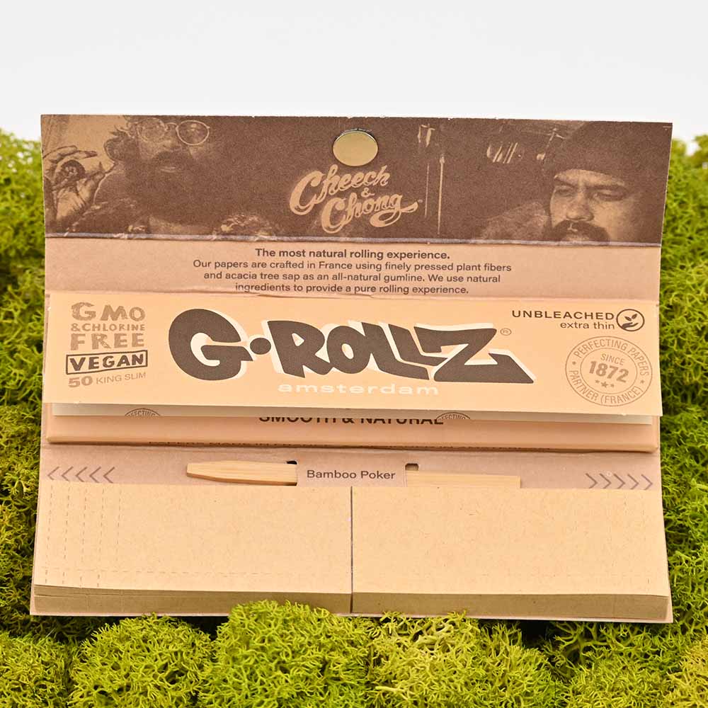 G-ROLLZ Cheech & Chong Kingsize Slim Papers + Tips & Bamboo Poker