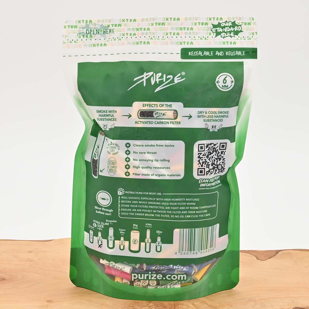 Purize Doypack - XTRA Slim Aktivkohlefilter (500er Pack)