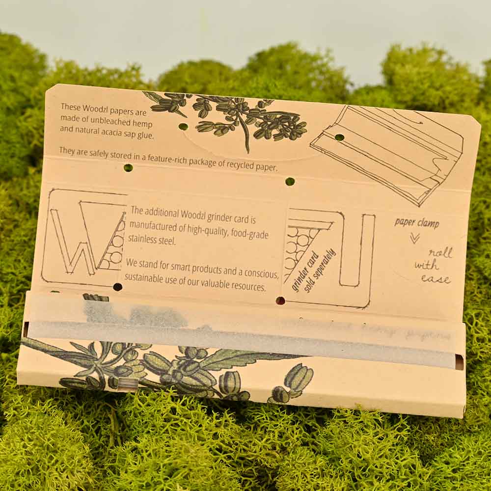 Woodzl Kingsize Slim Papers + Grinder Karte