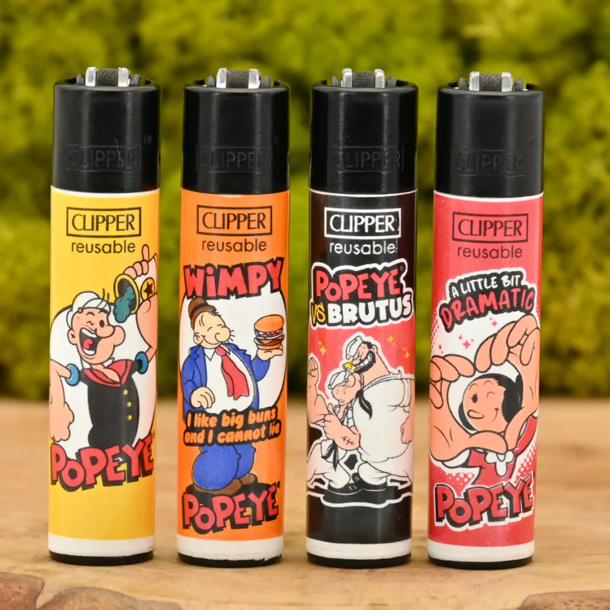 Clipper-Popeye-4er-Set-Comic-Klassiker-Zuendstift-als-Stopfer-Cartoon-Motive-Dein-Headshop-fuer-Gras-Zubehoer-Johnnys-Headshop