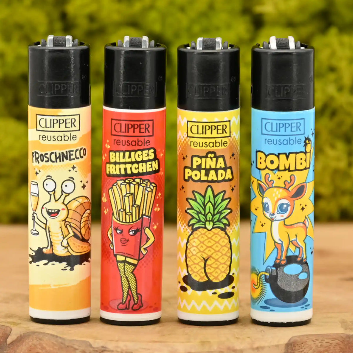 Clipper-Sprueche-5-4er-Set-Sprueche-Serie-Zuendstift-als-Stopfer-lustige-Clipper-Johnnys-Headshop-bestseller-Johnnys-Headshop