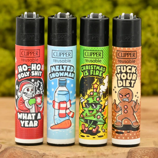 Clipper-X-Mas-Slogan-2-4er-Set-Weihnachtssprueche-Zuendstift-als-Stopfer-Weihnachts-Clipper-Headshop-mit-besten-preisen-Johnnys-Headshop
