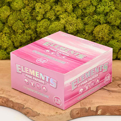 Elements Connoisseur King Size Slim Papers - Pink - Display Box (24 Stück)