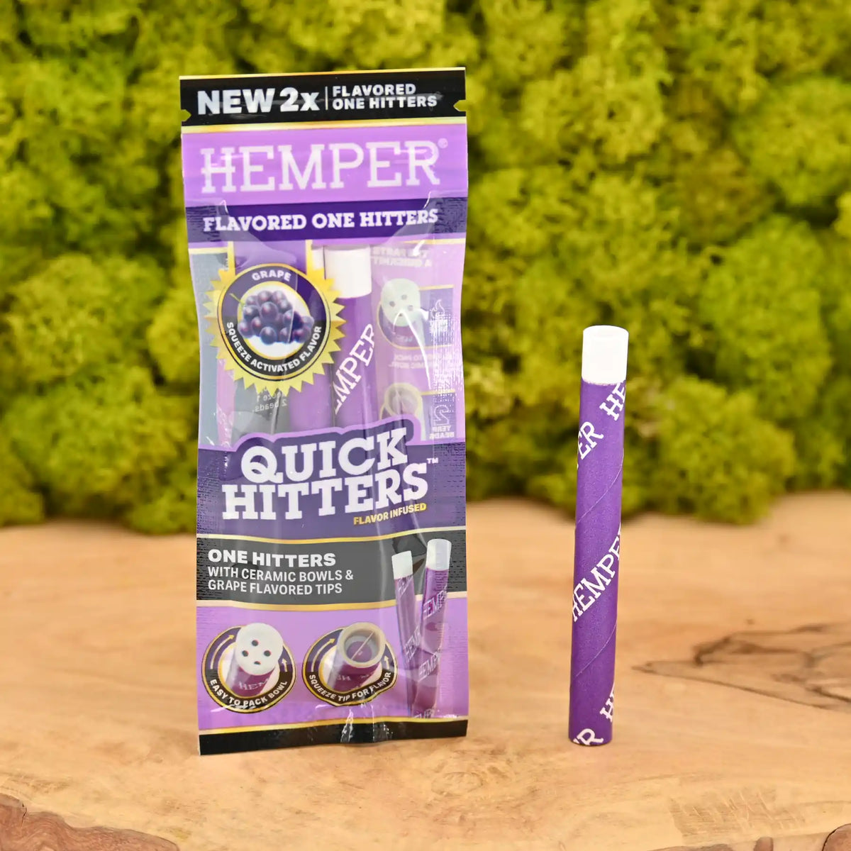 Hemper-Quick-Hitter-2er-Pack-Grape-One-Hitter-Keramikkopf-Flavor-Perle-Hemper-Headshop-mit-riesiger-Auswahl-Johnnys-Headshop