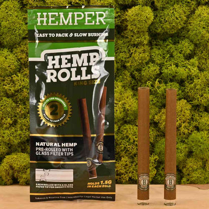 Hemper King Size Hemp Rolls + Glas Tips - 2er Pack