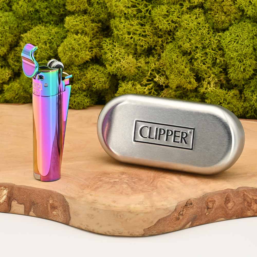Jet Flame Metall Clipper Feuerzeug - ICY Colors (mit Reibrad)