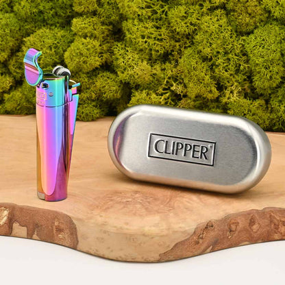 Jet Flame Metall Clipper Feuerzeug - ICY Colors (mit Reibrad)