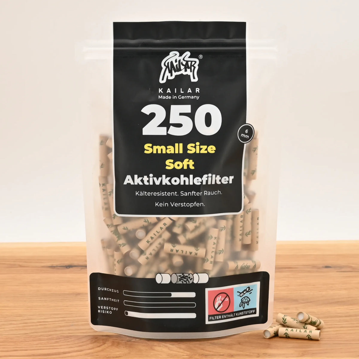 Kailar-Aktivkohlefilter-6mm-Slim-250er-Pack-Organic-Kailar-Soft-Filter-6mm-natur-ungebleicht-Online-Headshop-guenstig-kaufen-Johnnys-Headshop