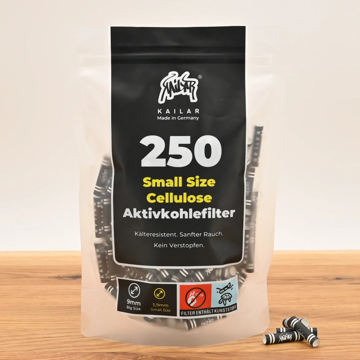 Kailar-Aktivkohlefilter-6mm-Slim-250er-Pack-Schwarz-Kailar-Filter-Slim-Cellulose-6mm-kaufen-Nr-1-Headshop-Deutschland-Johnnys-Headshop
