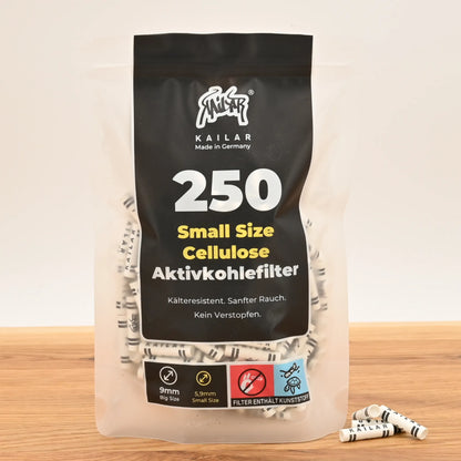 Kailar-Aktivkohlefilter-6mm-Slim-250er-Pack-Weiss-Aktivkohlefilter-6mm-Cellulose-Kailar-kaufen-Vertrauenswuerdiger-Headshop-Johnnys-Headshop