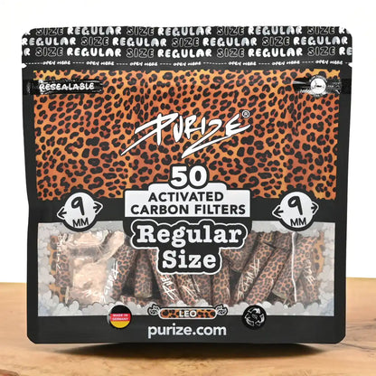Purize Aktivkohlefilter 9mm Regular Size Leopard (50er Pack)