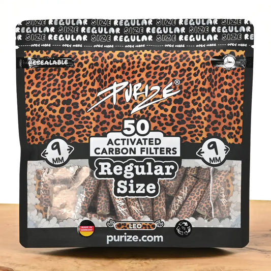Purize Aktivkohlefilter 9mm Regular Size Leopard (50er Pack)