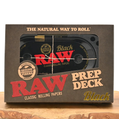RAW Prep Deck Black - Rolling Tray mit Cone Filler
