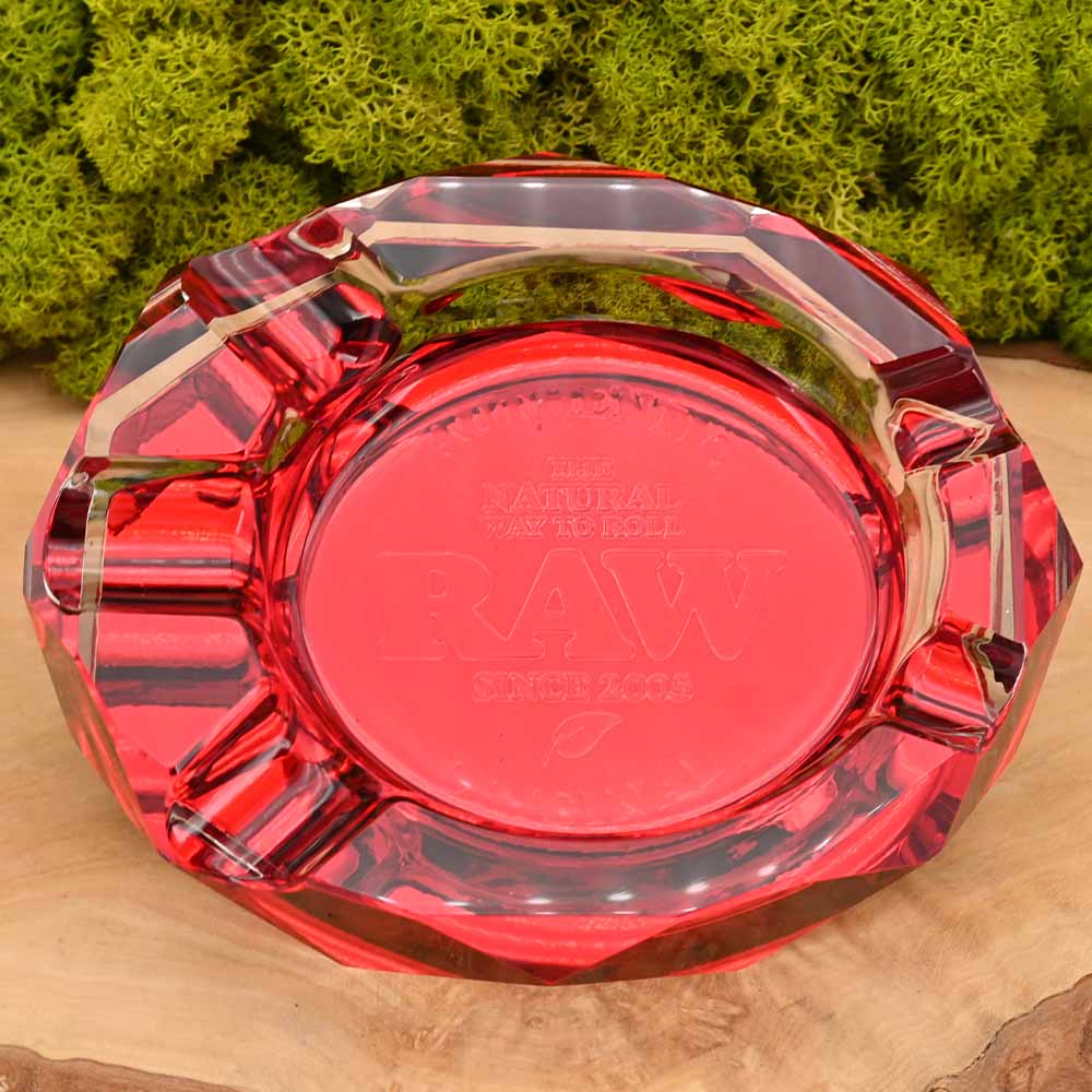 RAW Ruby Red Glas Aschenbecher | inkl. Geschenkverpackung