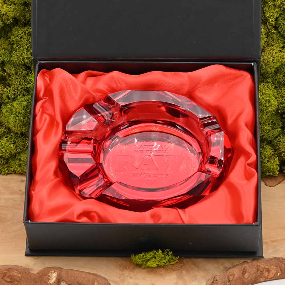 RAW Ruby Red Glas Aschenbecher | inkl. Geschenkverpackung