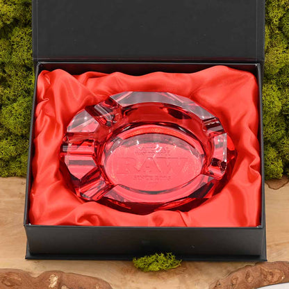 RAW Ruby Red Glas Aschenbecher | inkl. Geschenkverpackung