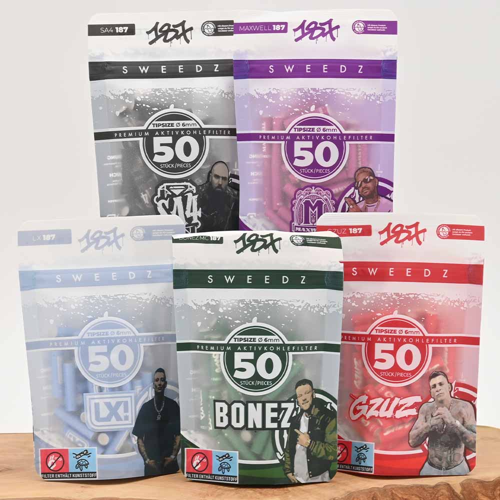 187 Sweedz × Medusa Aktivkohlefilter Slim (50er Pack)
