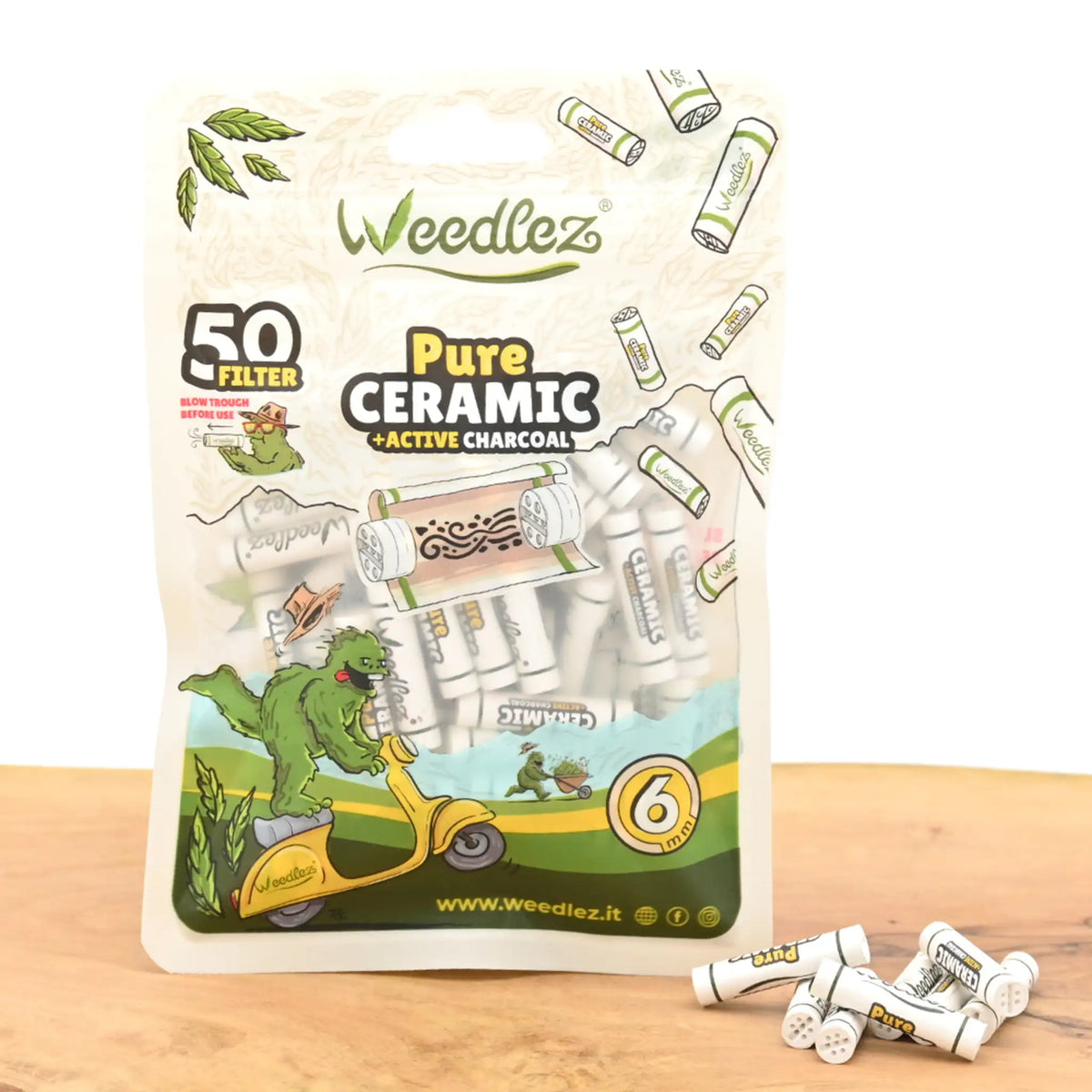Weedlez-Aktivkohlefilter-6mm-Pure-Ceramic-Weedlez-Filter-kaufen-50-Stueck-Weiss-Keramikfilter-Headshop-mit-diskretem-Versand-Johnnys-Headshop