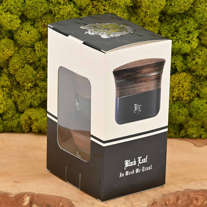 Black Leaf Holz Grinder mit Violettglas