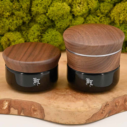Black Leaf Holz Grinder mit Violettglas