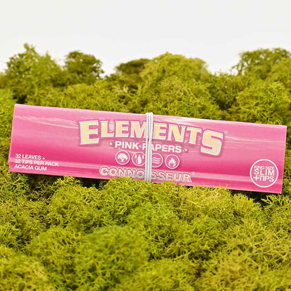 Elements Connoisseur King Size Slim Papers - Pink - Display Box (24 Stück)