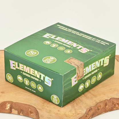 Elements King Size Slim Papers - Grün - Display Box (50 Stück)