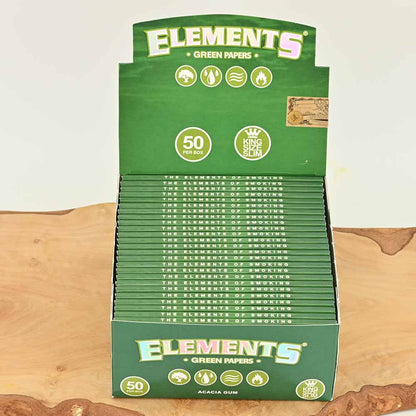 Elements King Size Slim Papers - Grün - Display Box (50 Stück)