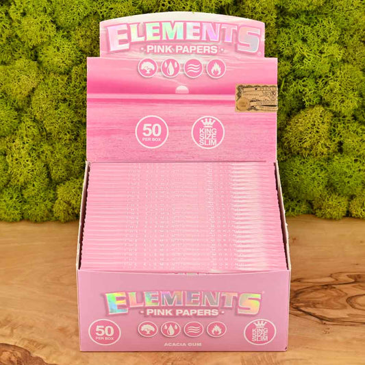 Elements King Size Slim Papers - Pink - Display Box (50 Stück)