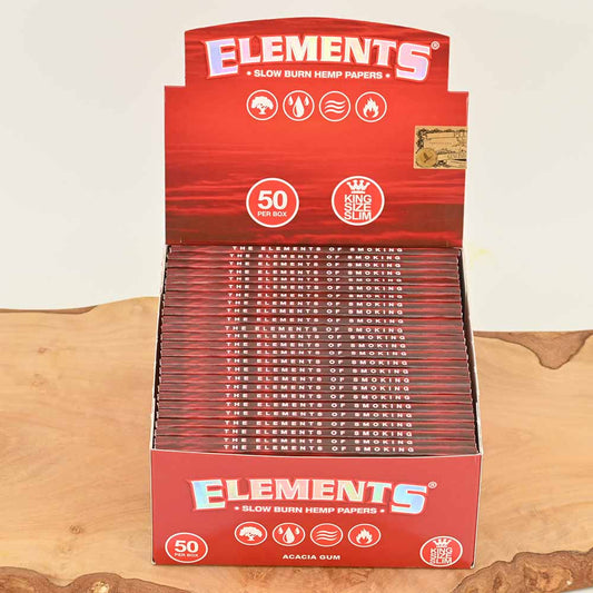 Elements King Size Slim Papers - Rot - Display Box (50 Stück)