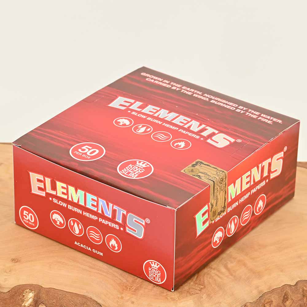 Elements King Size Slim Papers - Rot - Display Box (50 Stück)