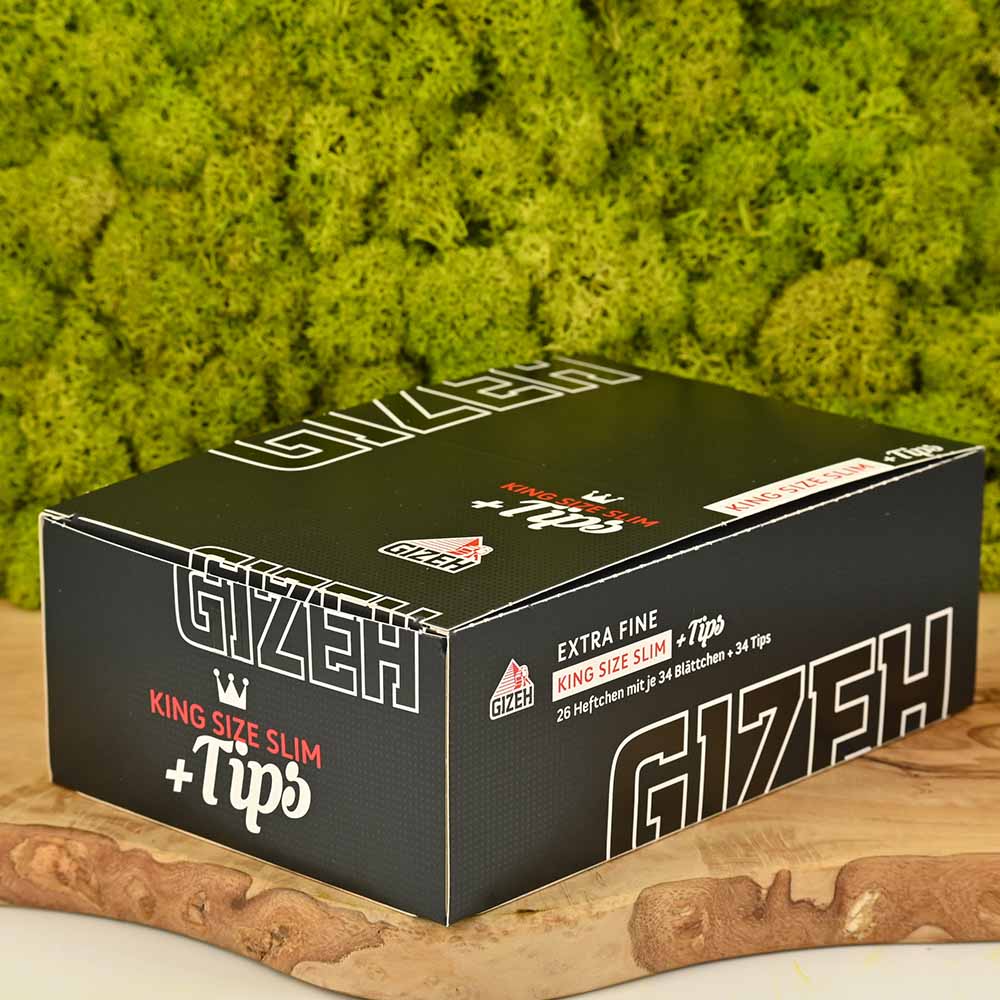 Gizeh Black King Size Slim + Tips - Display Box (26 Stück)